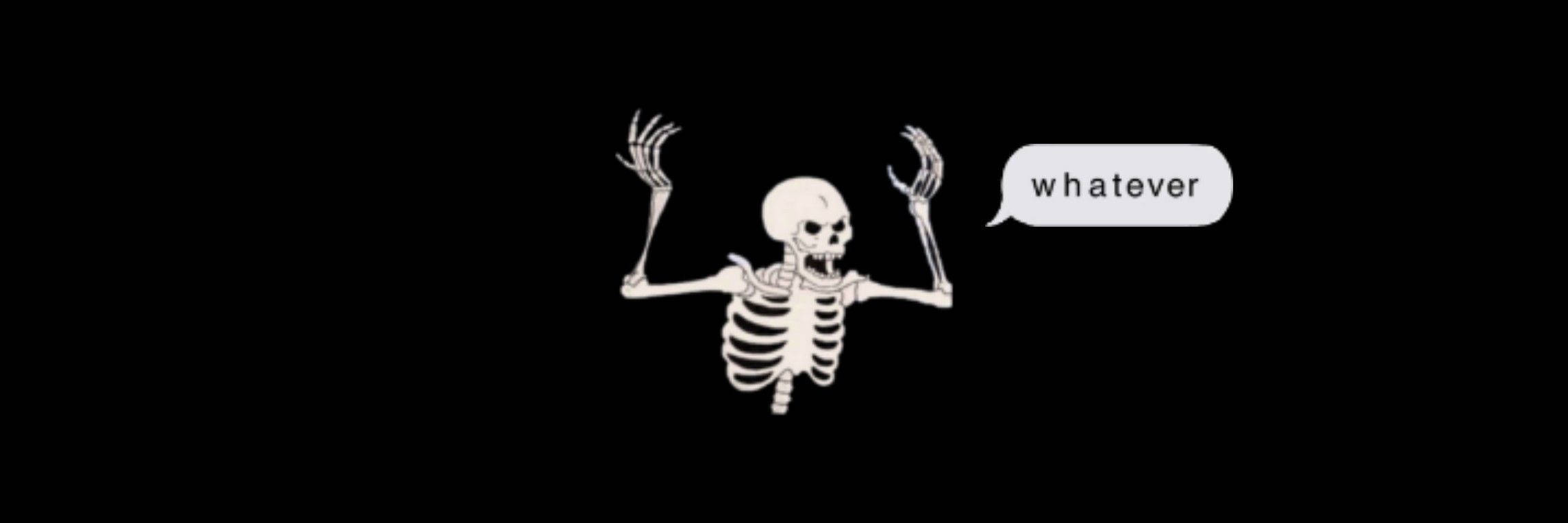 Color Black With Angry Skeleton Twitter Header