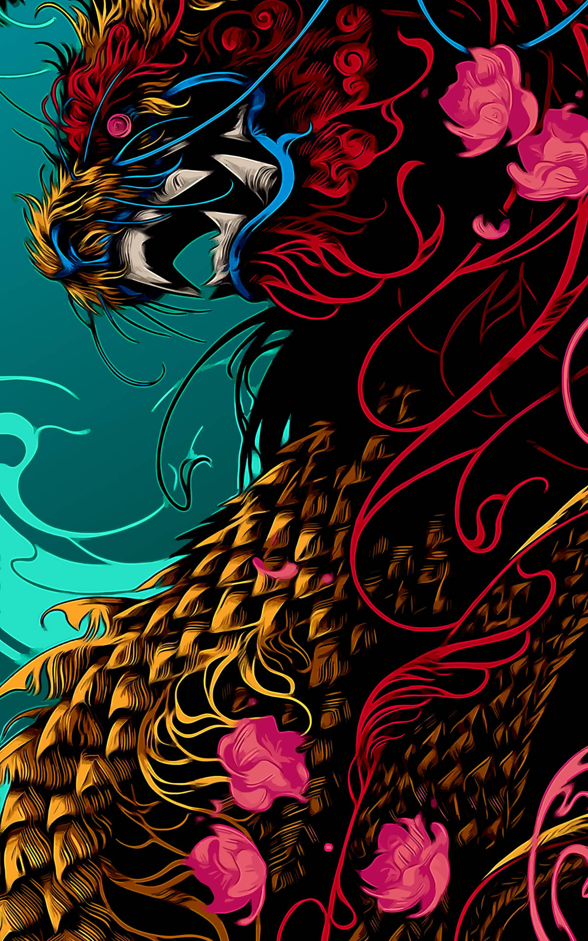 Color Dragon Art For Iphone Screens Background