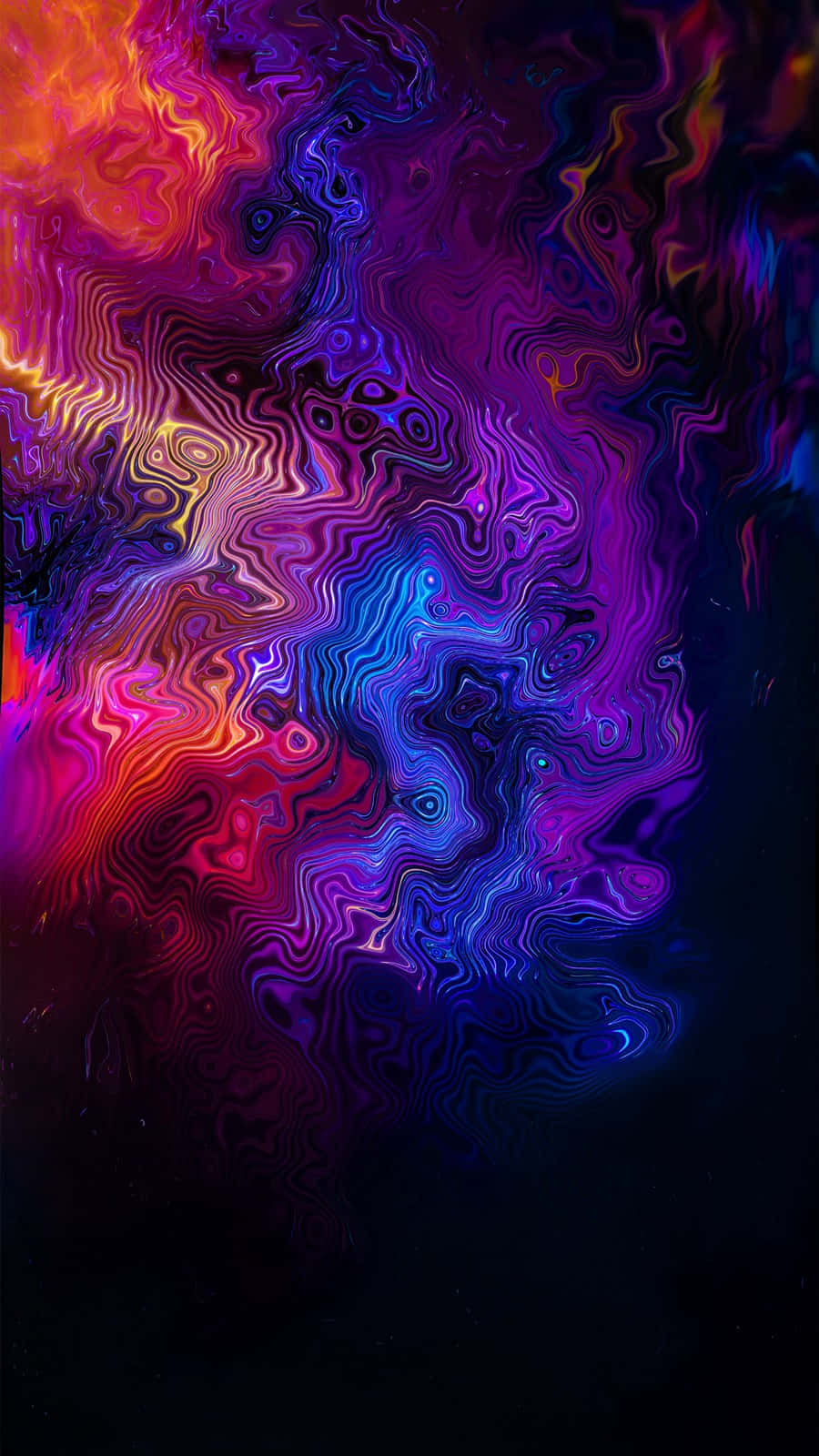 Color Phone Wallpaper Featuring Multicolored Abstract Design On A Black Background Background