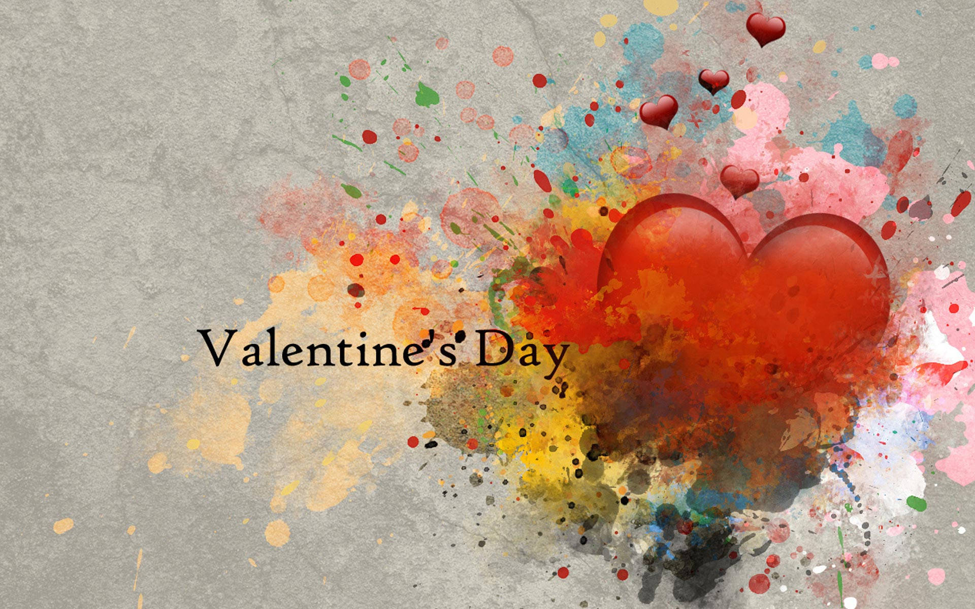 Color Splash Heart Valentines Desktop Background