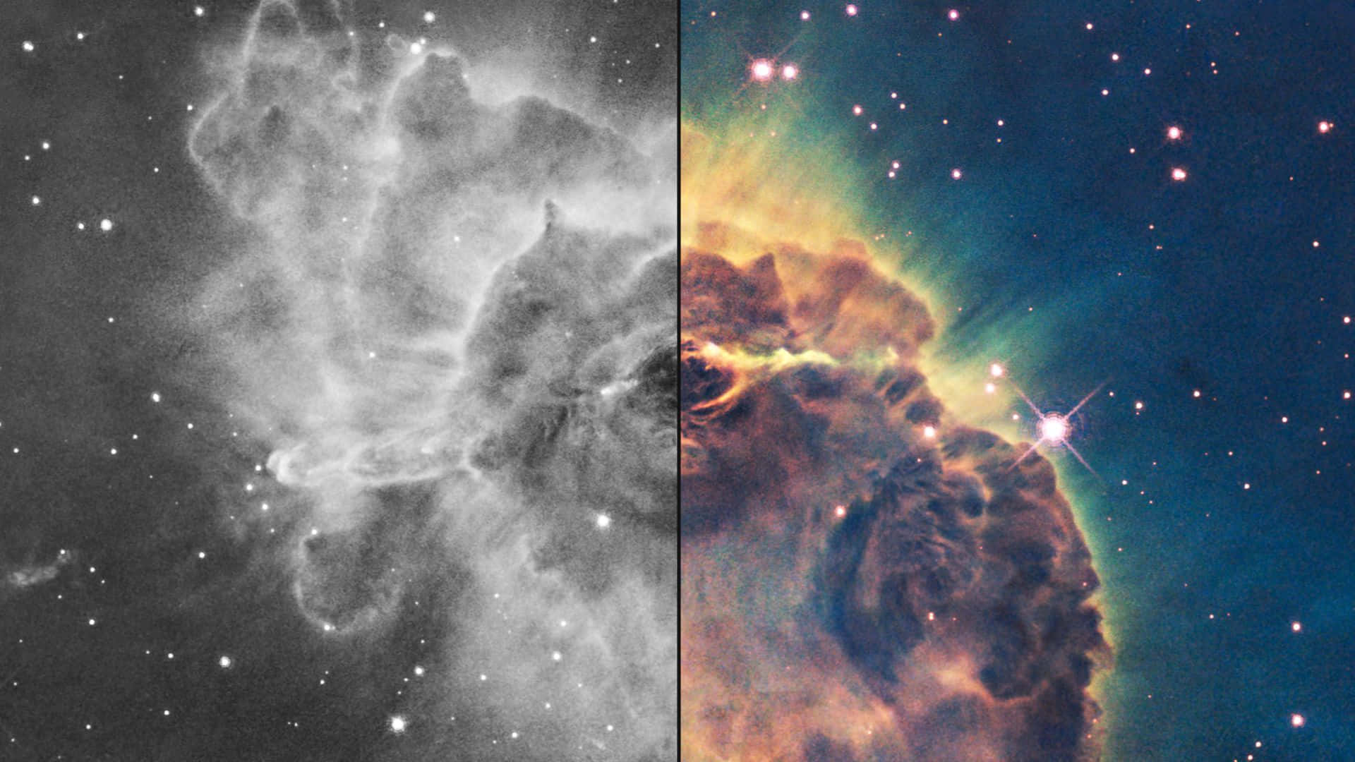 Colored And Greyscale Carina Nebula Astronomy Background