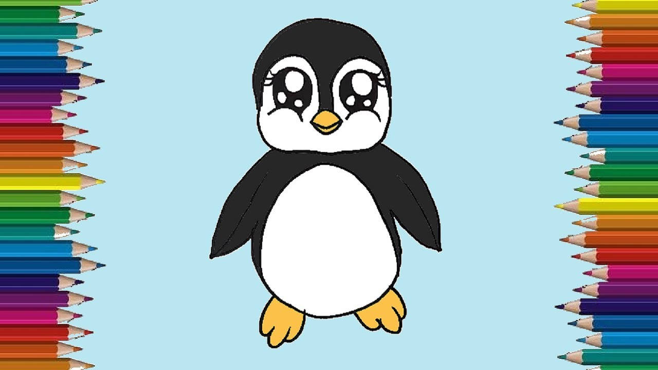 Colored Baby Penguin Art Background