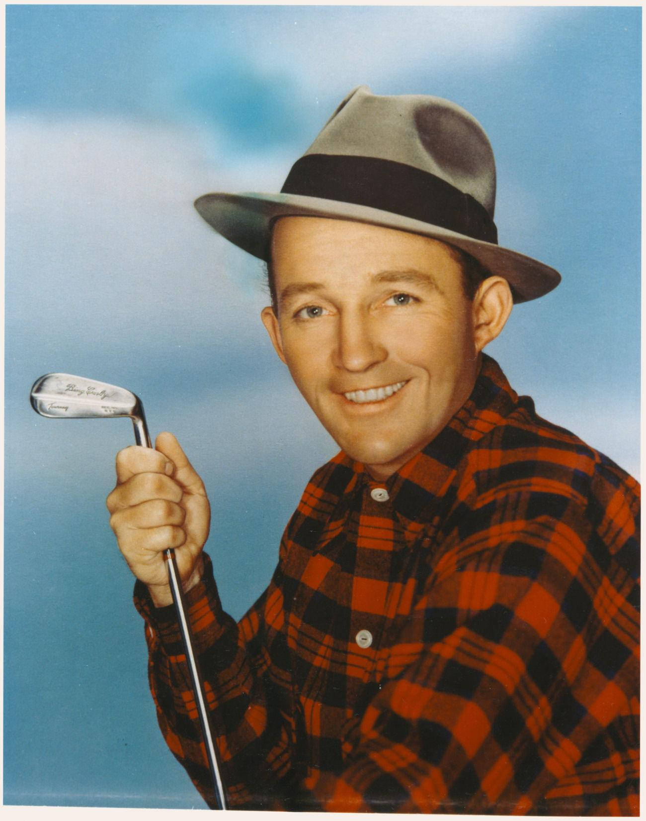 Colored Bing Crosby With Golf Club Background