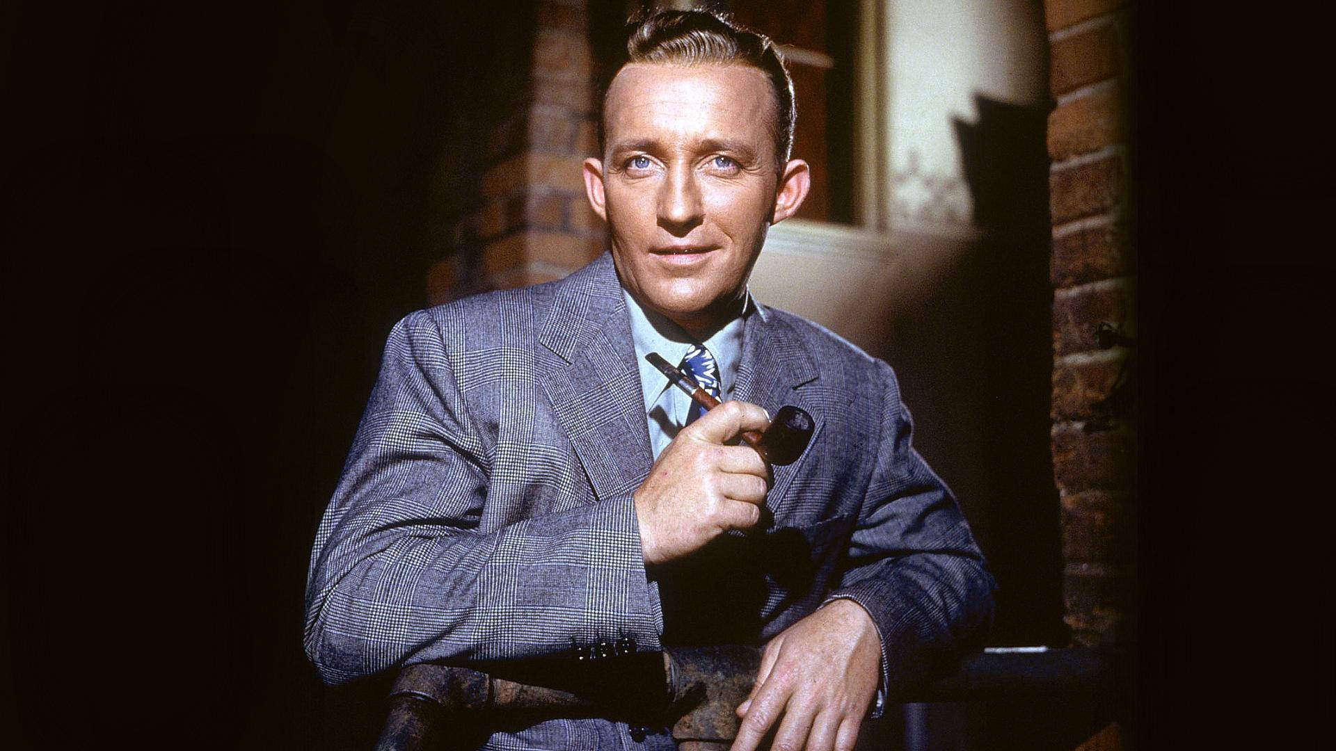 Colored Bing Crosby With Tobacco Pipe Background