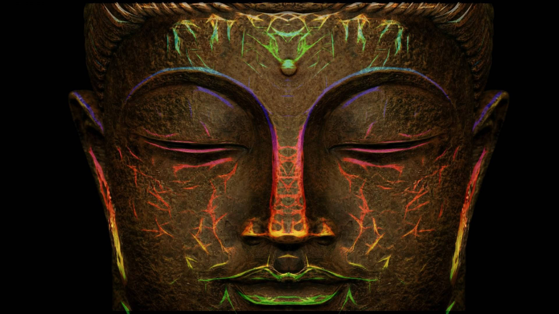 Colored Buddha Statue Face Background