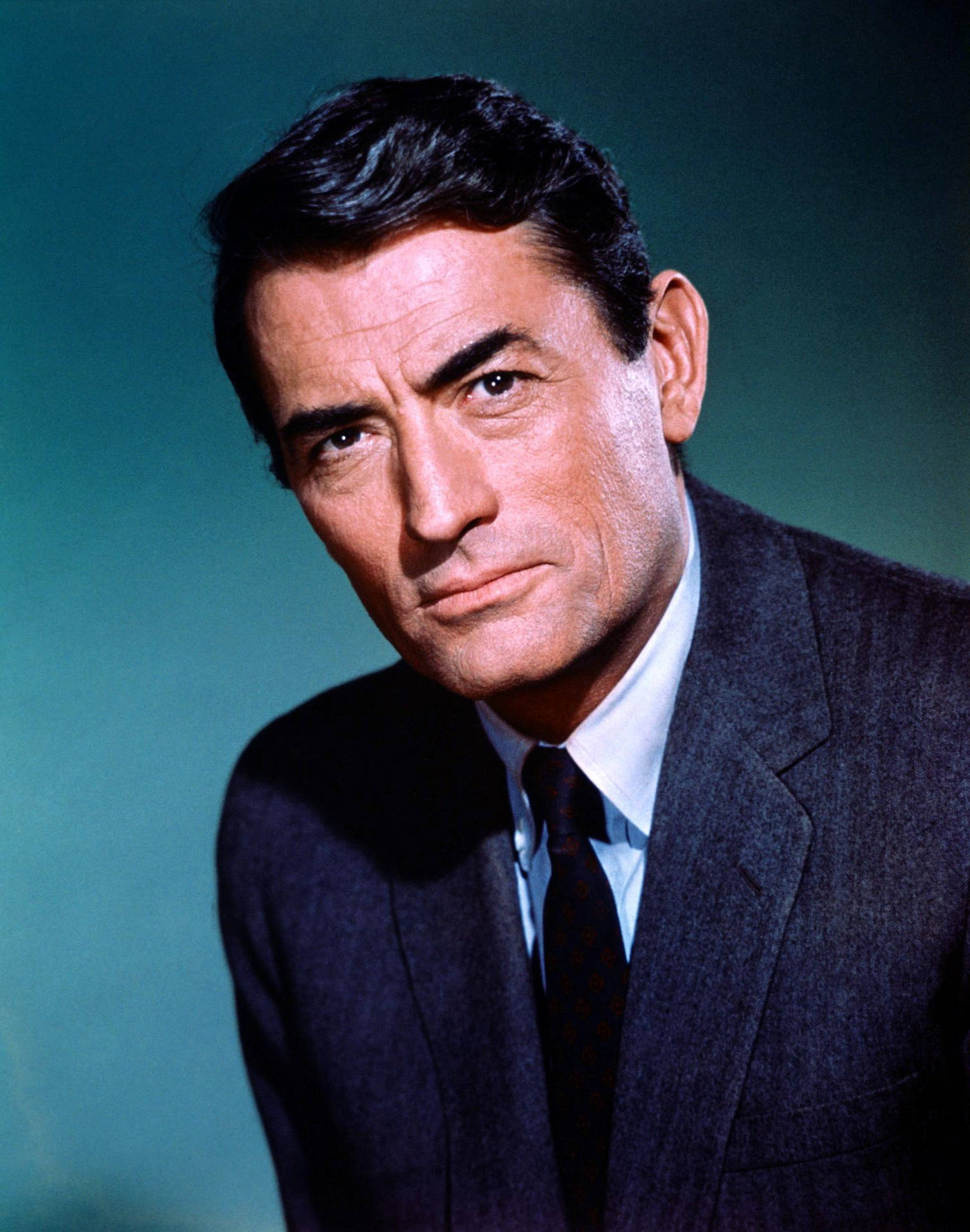 Colored Portrait Of Actor Gregory Peck Background