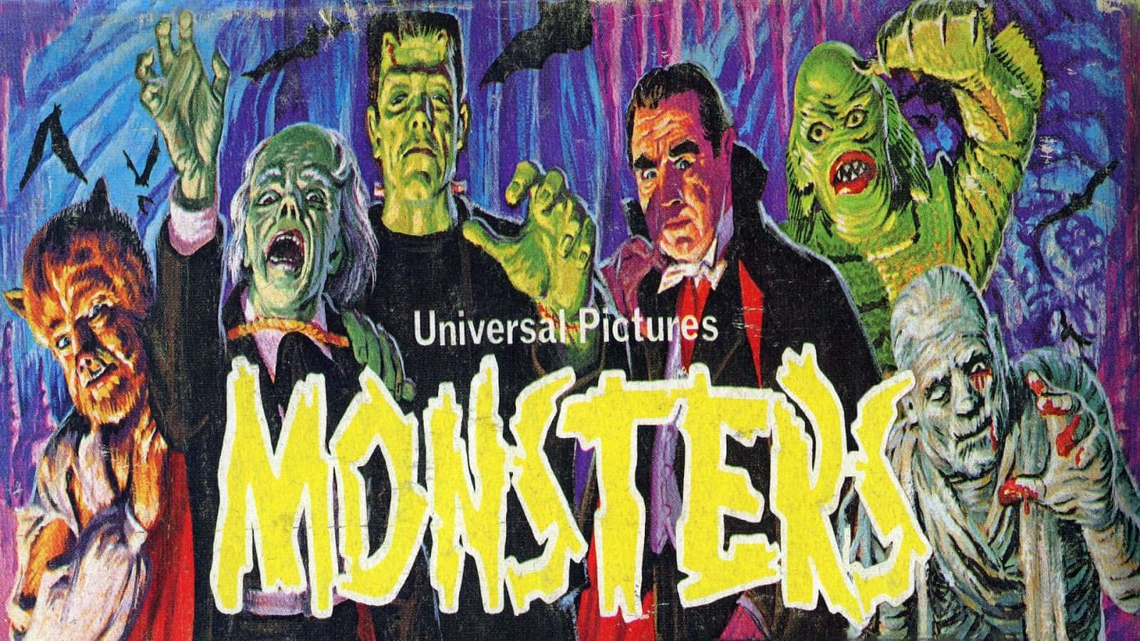 Colored Poster Of Universal Monsters Desktop Background