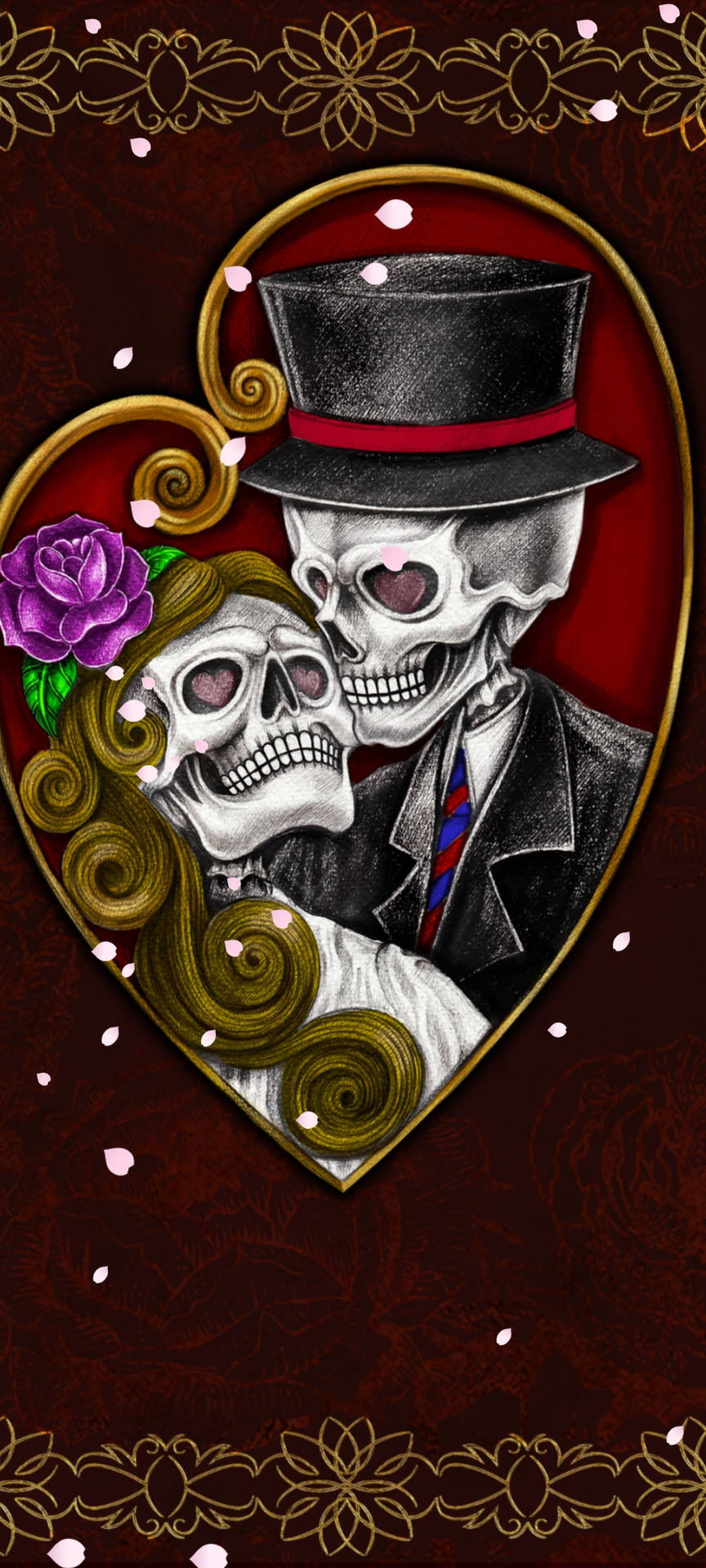 Colored Skeleton Love Background