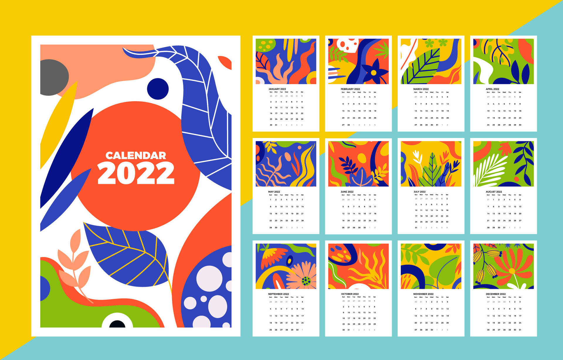 Colorful 2022 Calendar Background