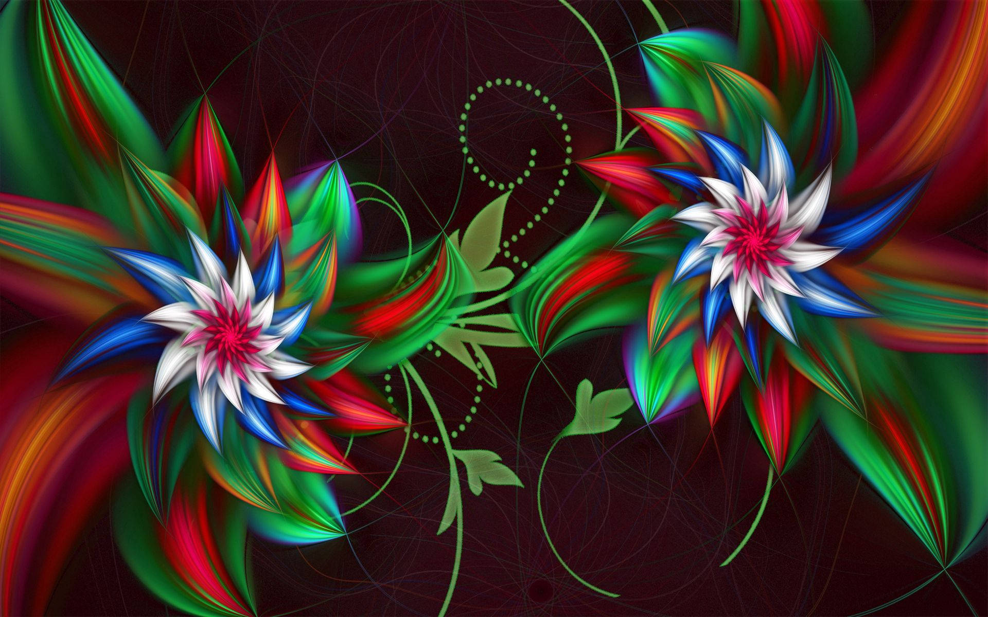 Colorful 3d Psychedelic Flowers Background