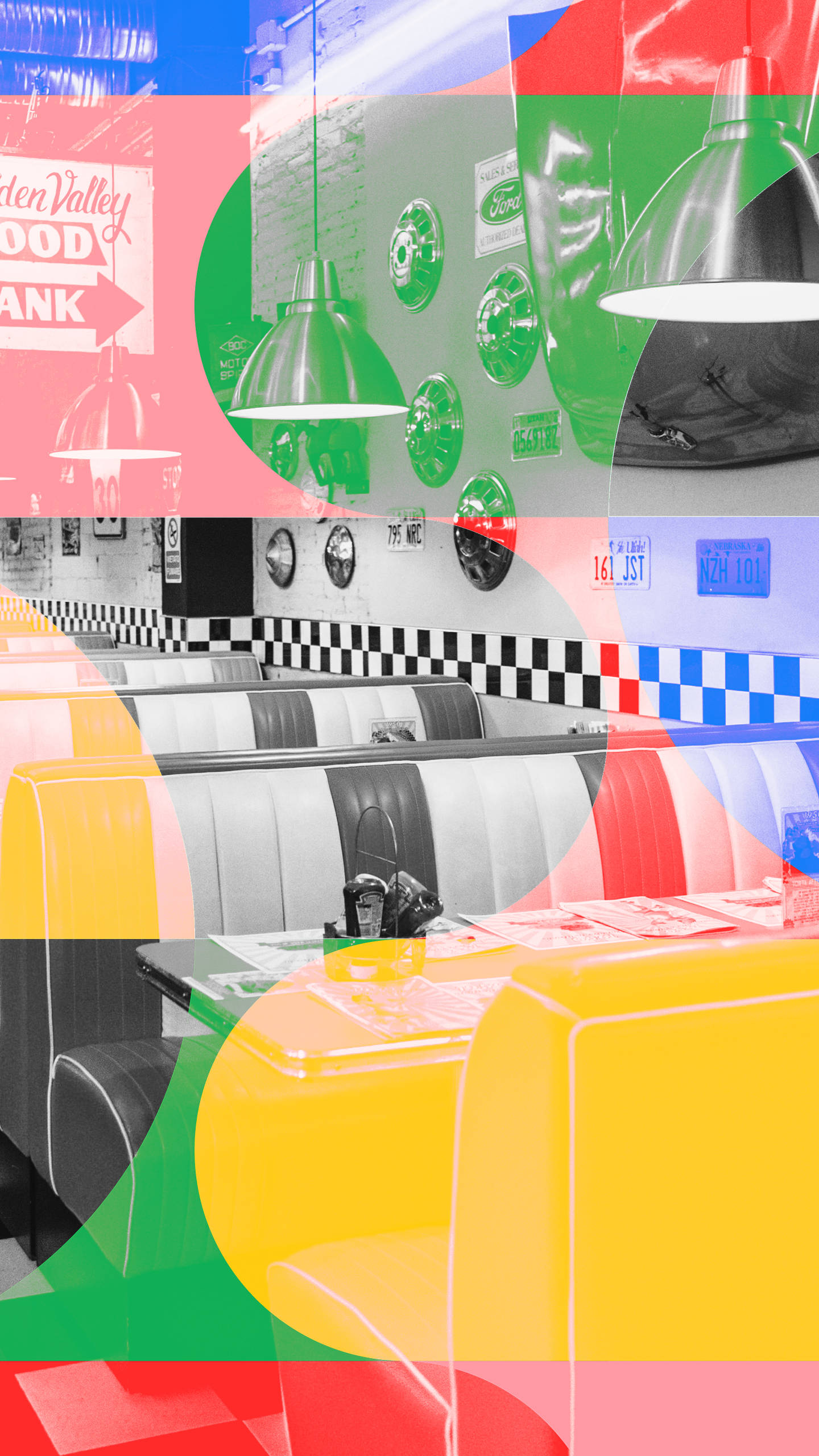 Colorful 80s Retro Vintage Diner Background