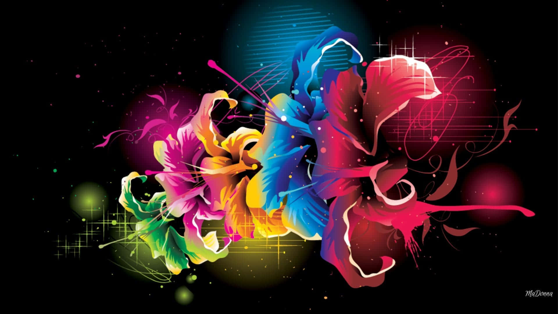 Colorful Abstract Art On A Black Background Background