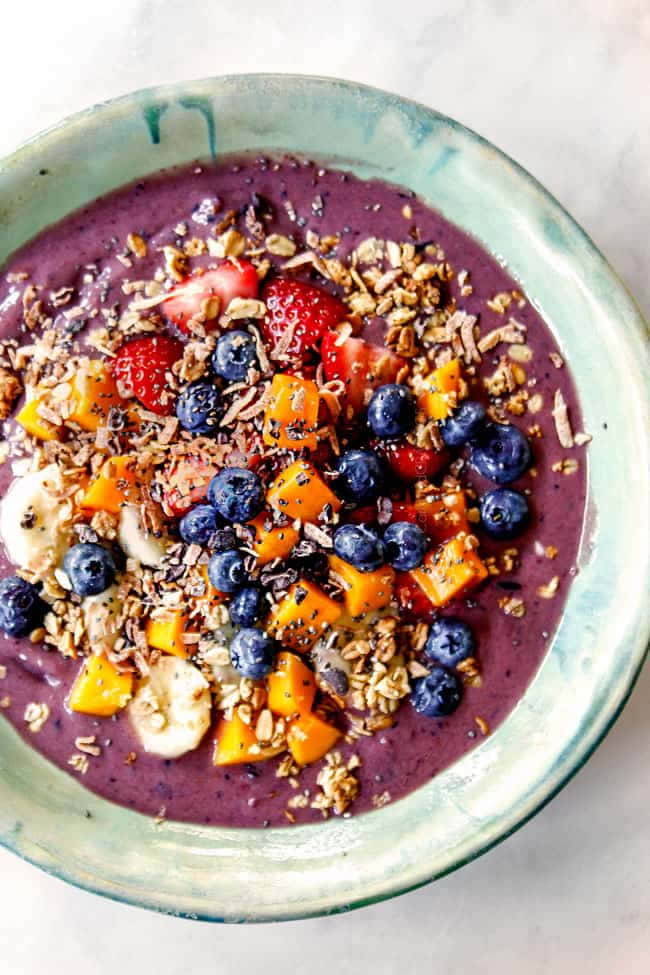 Colorful Acai Bowl Fresh Fruits Granola Background