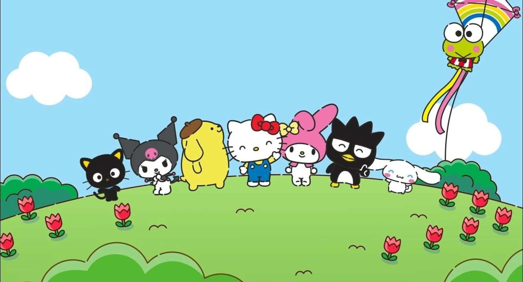 Colorful Adventure With Hello Kitty And Friends Background