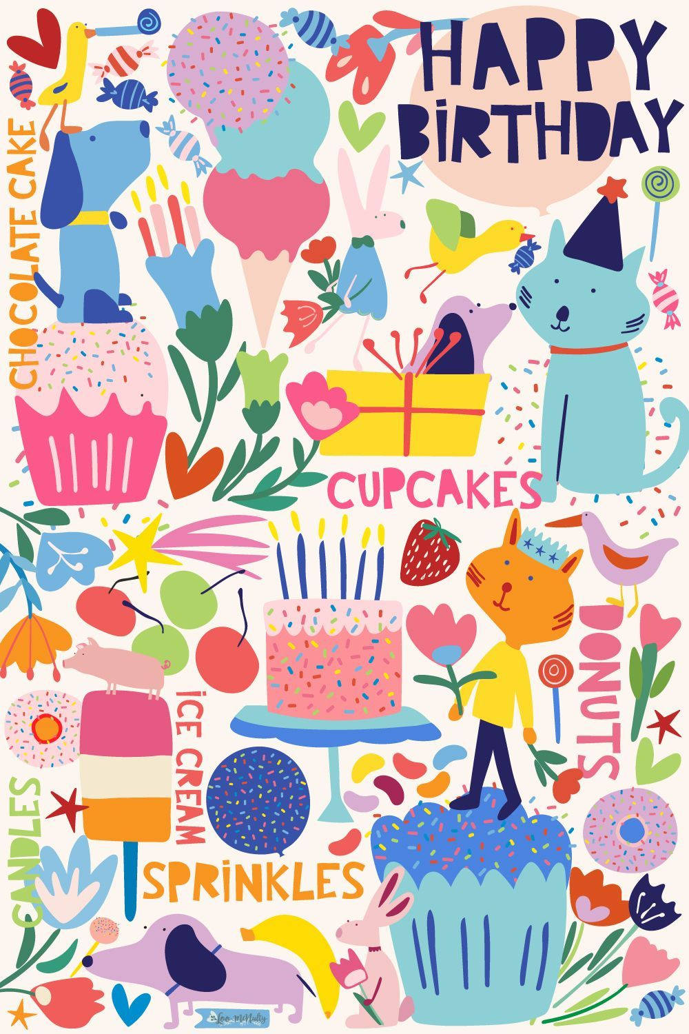 Colorful Aesthetic Happy Birthday Background