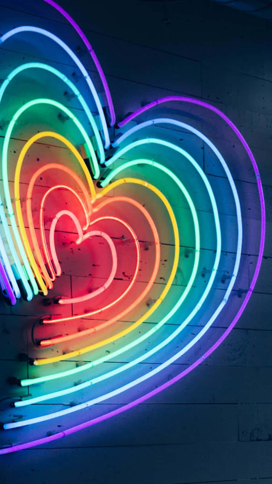 Colorful Aesthetic Neon Light Hearts Background
