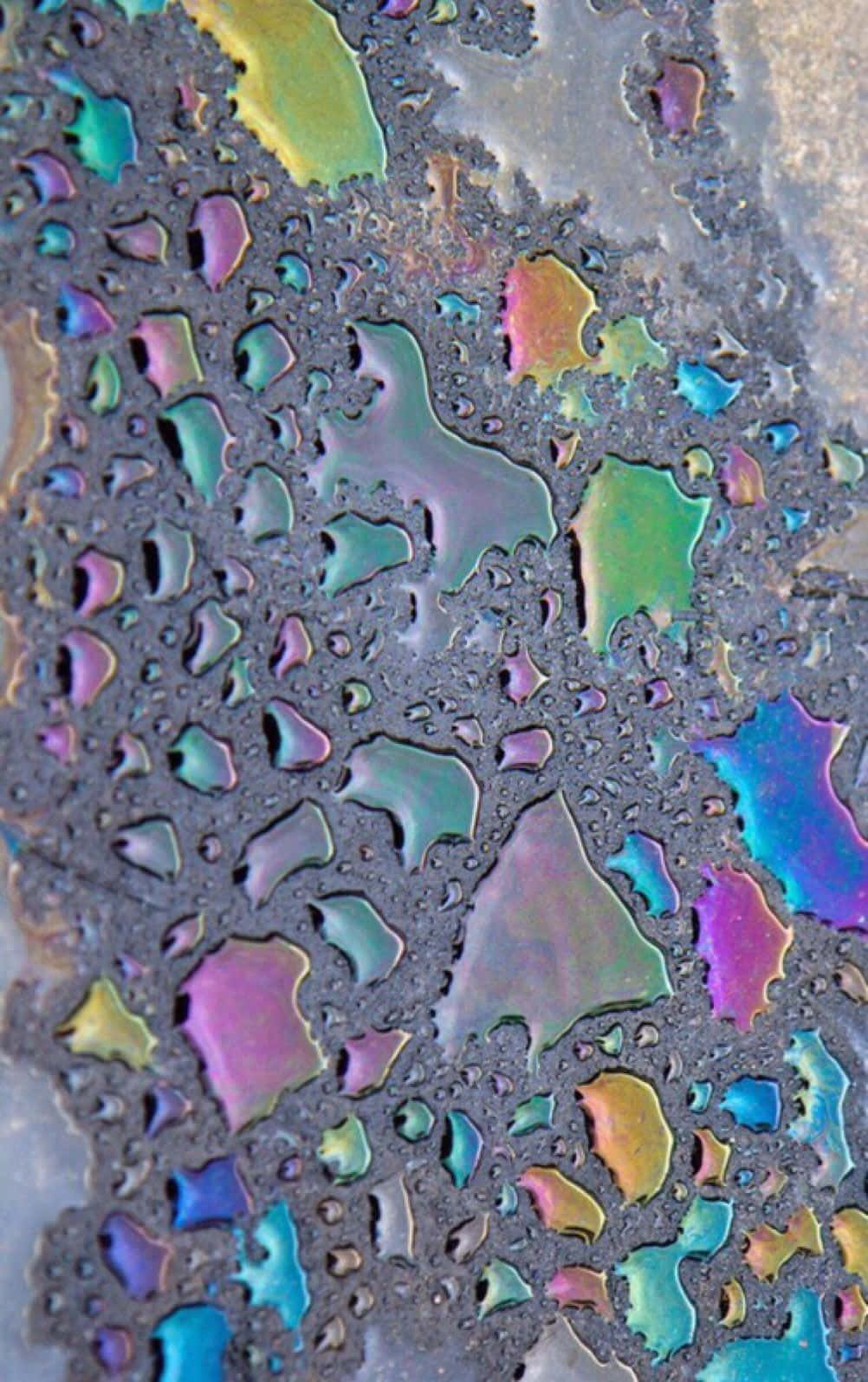 Colorful Aesthetic Raindrops On Glass