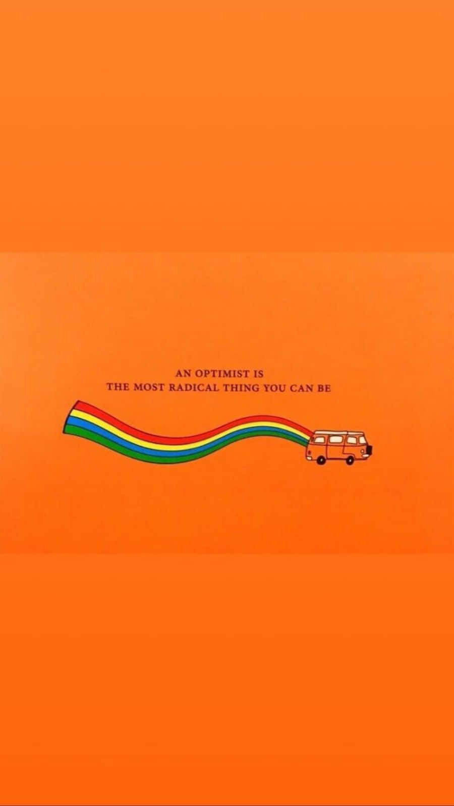 Colorful Aesthetic Van Rainbow Orange Background