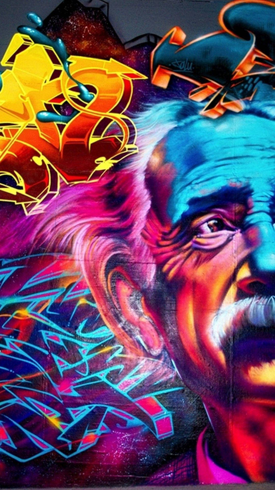 Colorful Albert Einstein Graffiti Iphone Background