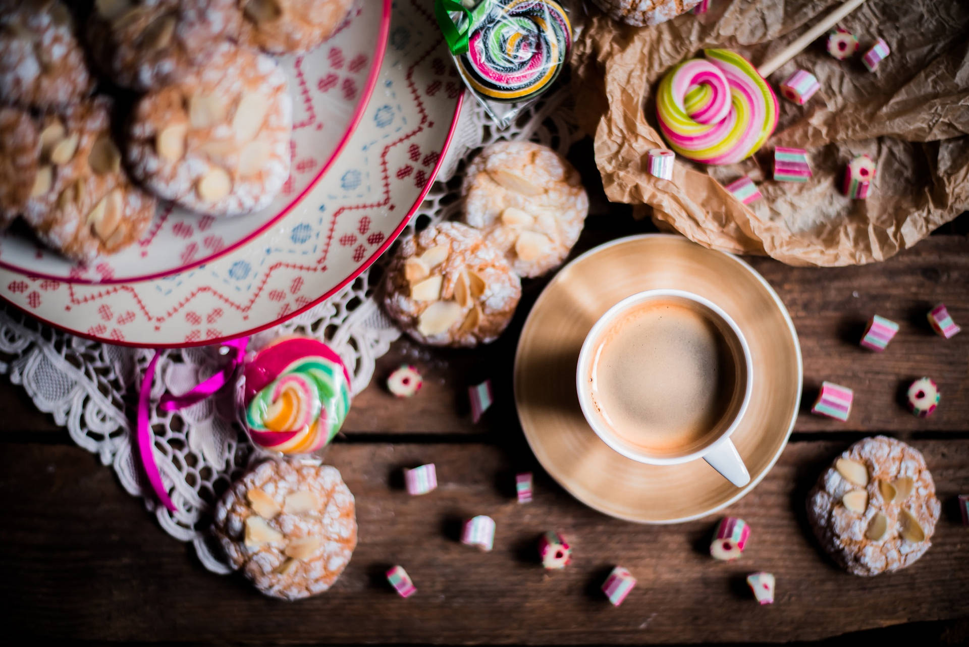 Colorful Amaretti Cookies Background
