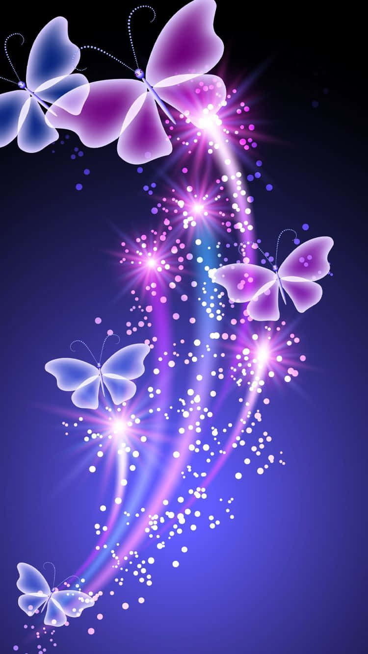 Colorful And Cute Purple Butterfly Background