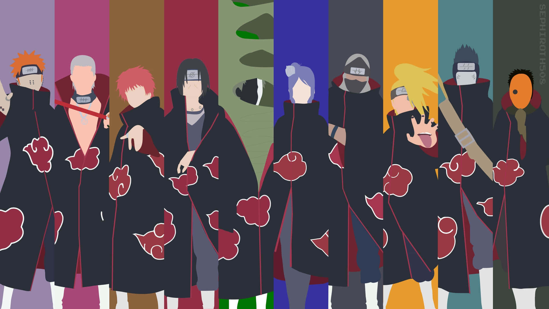 Colorful And Minimalist Akatsuki Aesthetic Poster Background