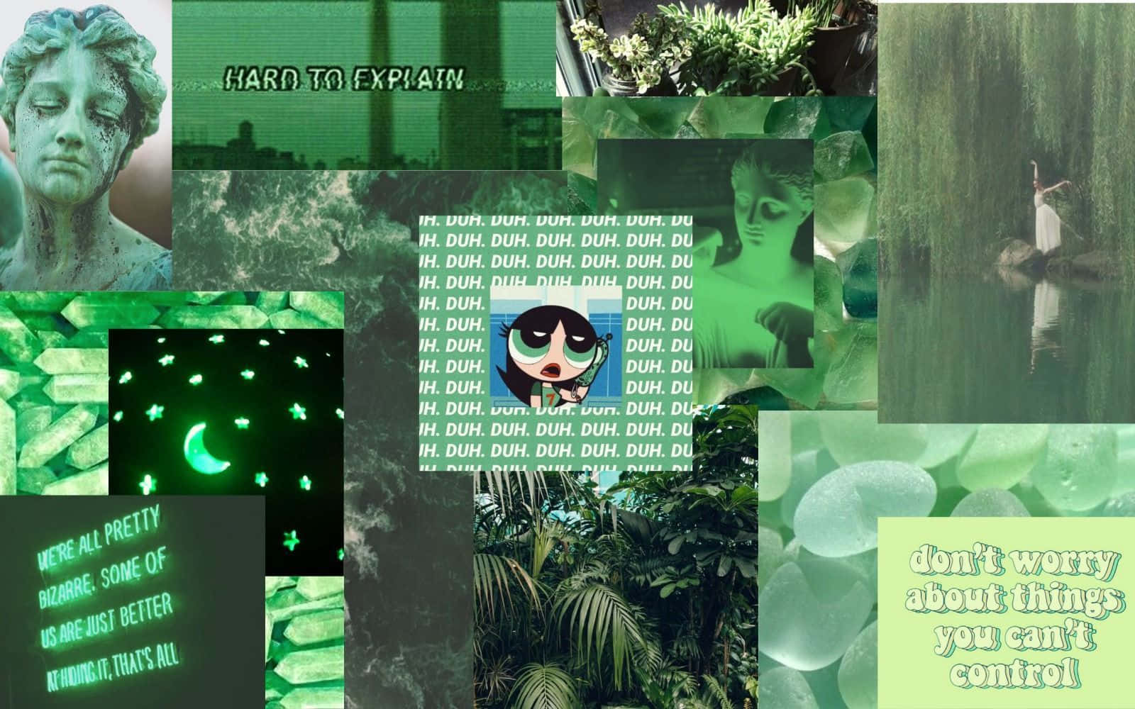 Colorful And Unique Green Collage. Background