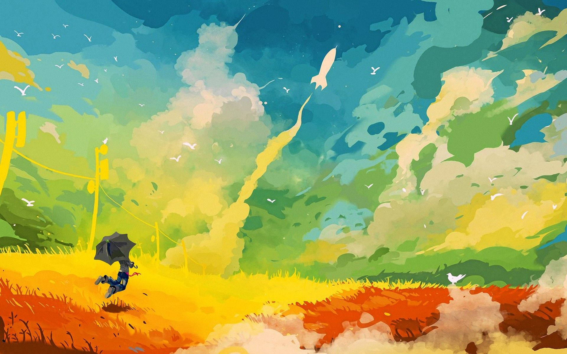 Colorful Anime Painting Art Background
