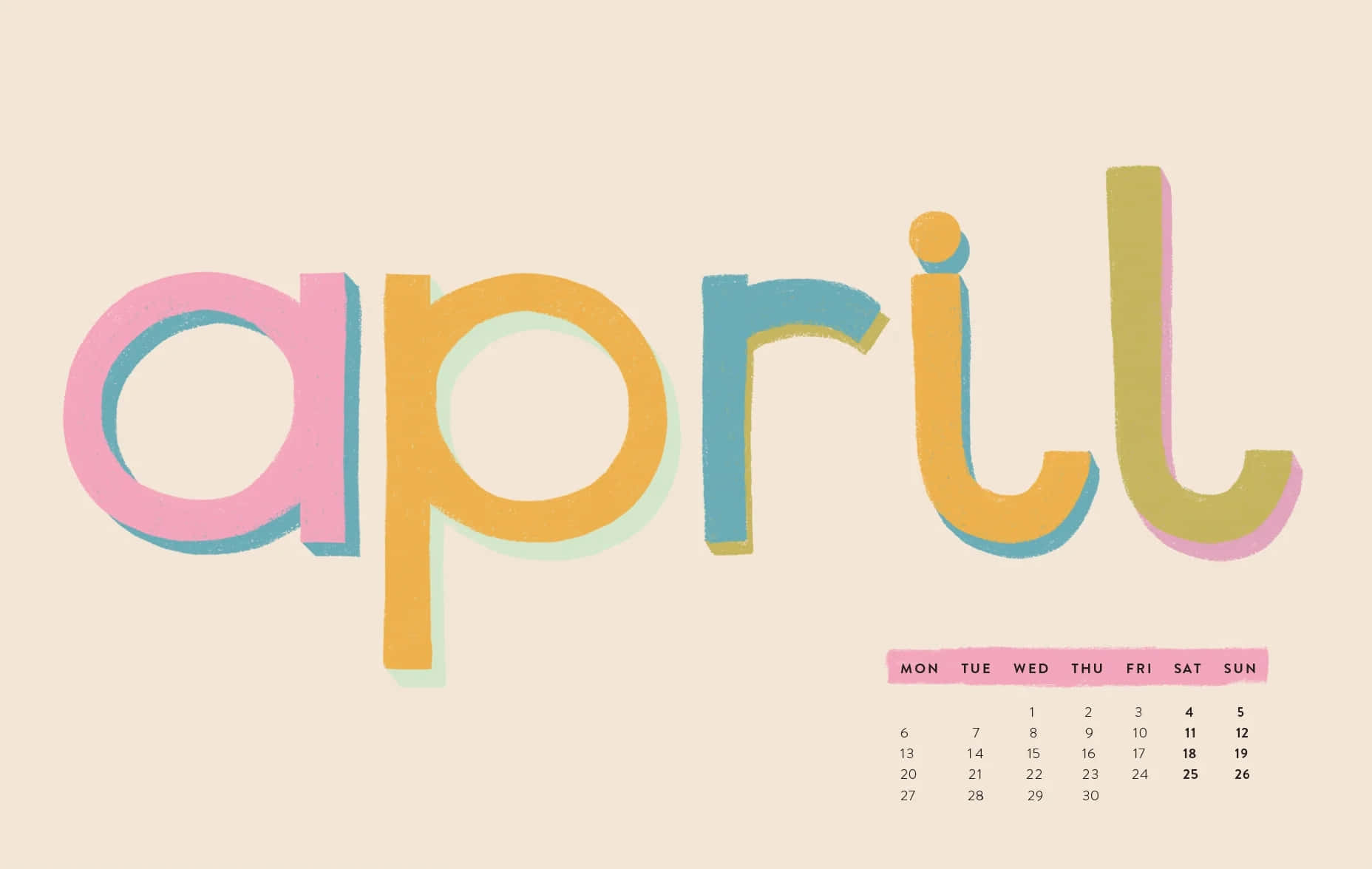 Colorful April Calendar Design