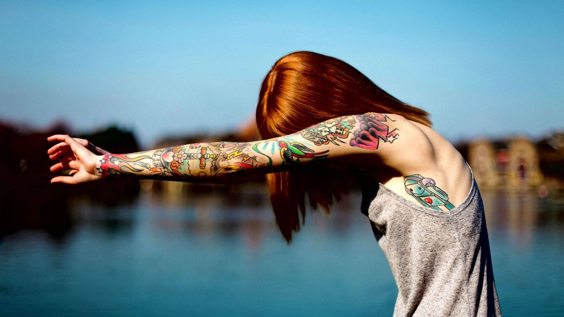Colorful Arm Tattoo Background