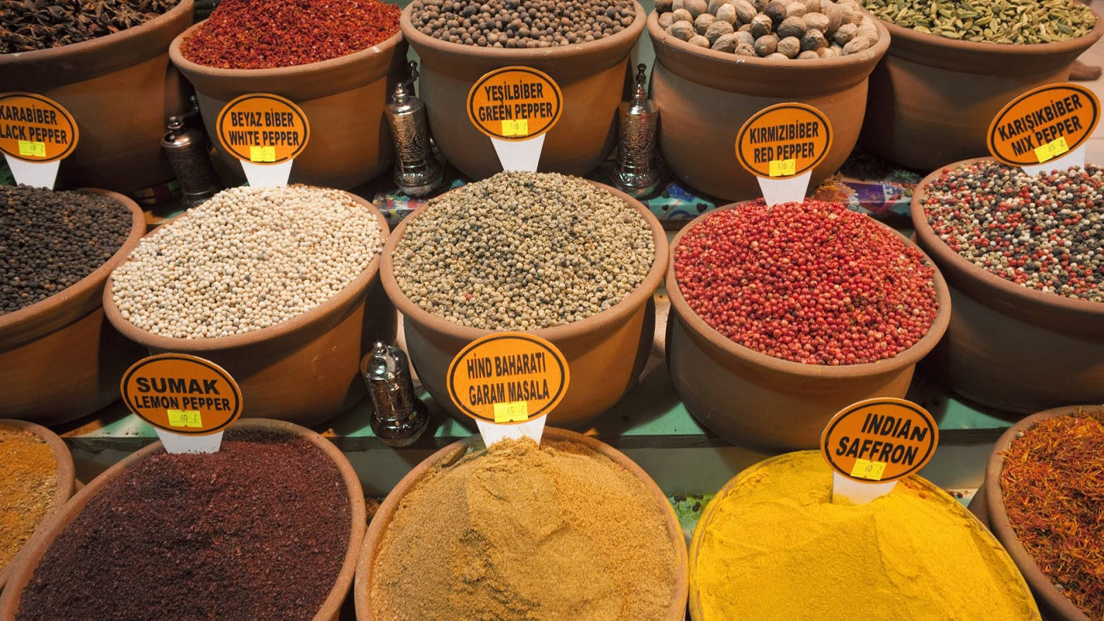 Colorful Aromatic Spices With Labels