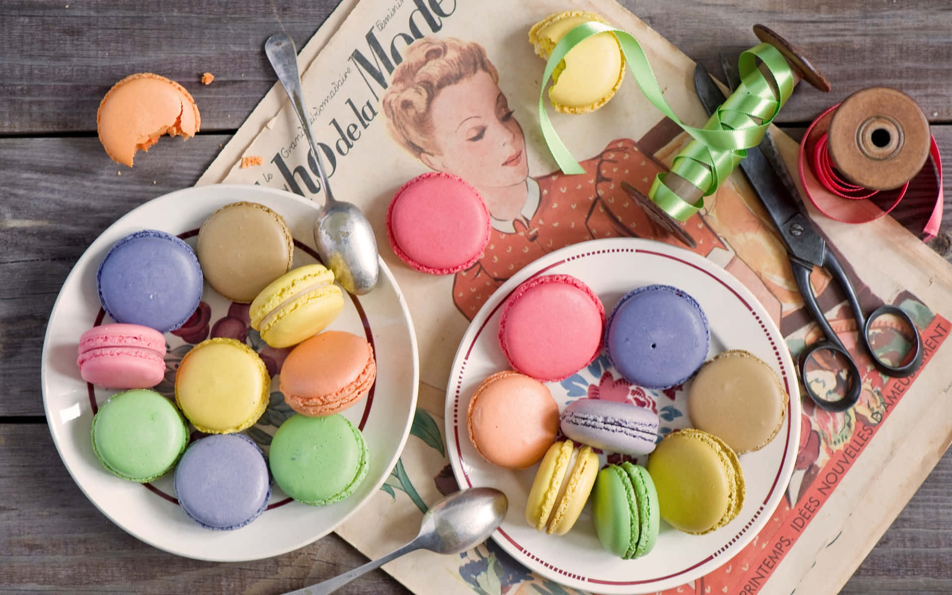 Colorful Array Of Delicate Macarons Background