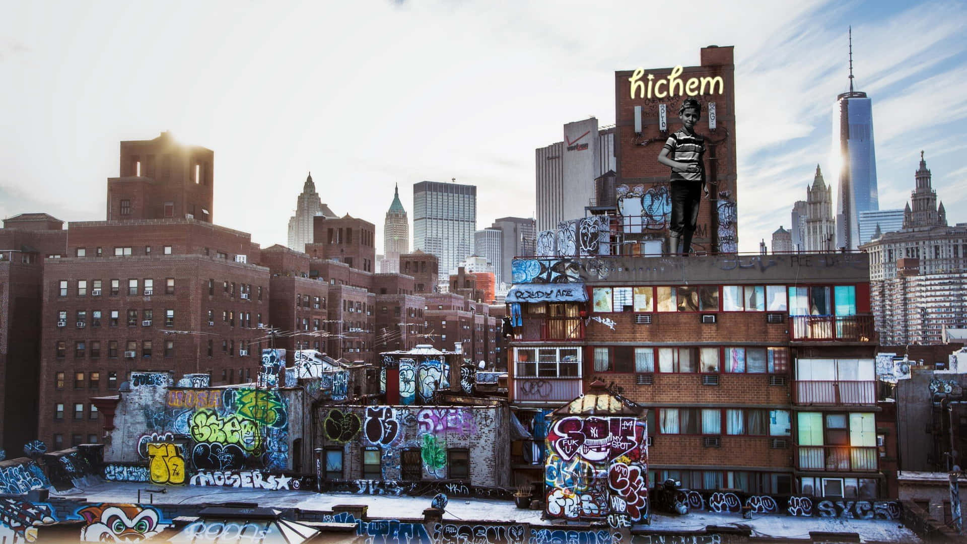 Colorful Artwork Of New York City Background