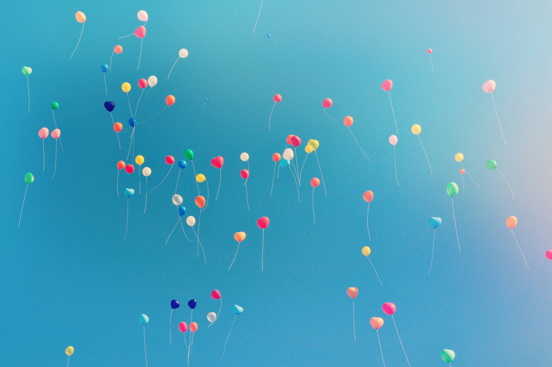 Colorful Balloons At Sky Gradient