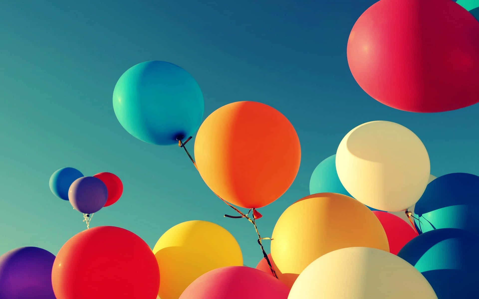 Colorful Balloons Flying In The Sky Background