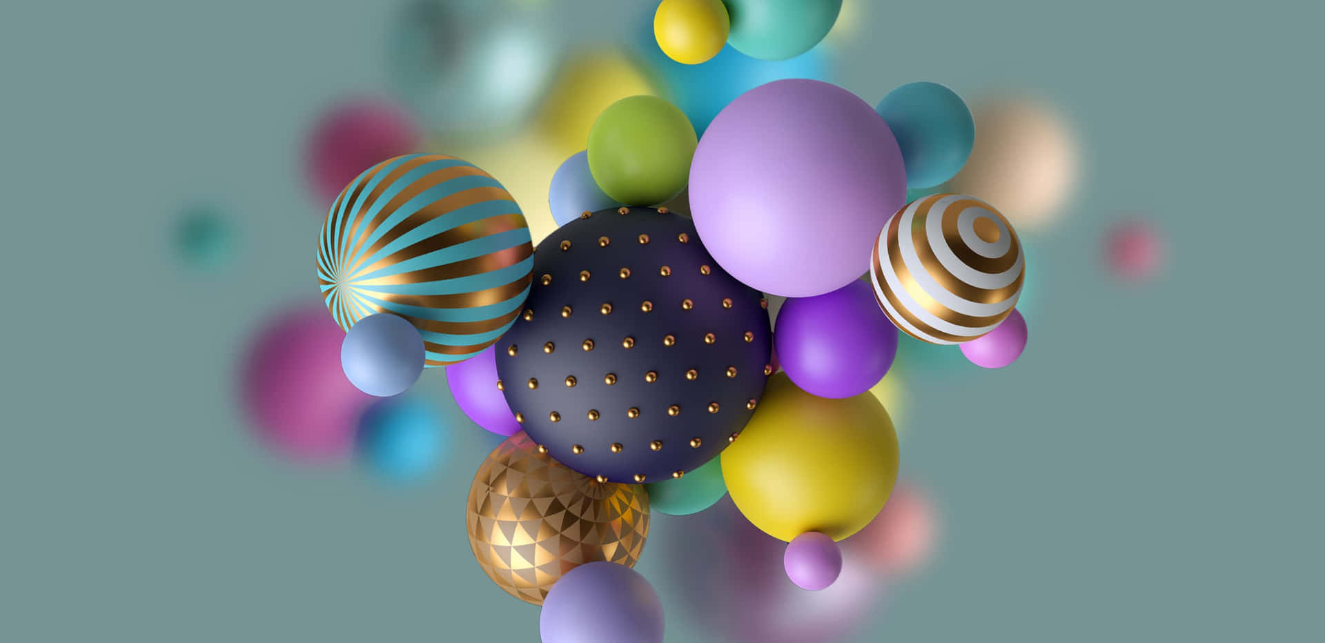 Colorful Balls Floating In The Air Background