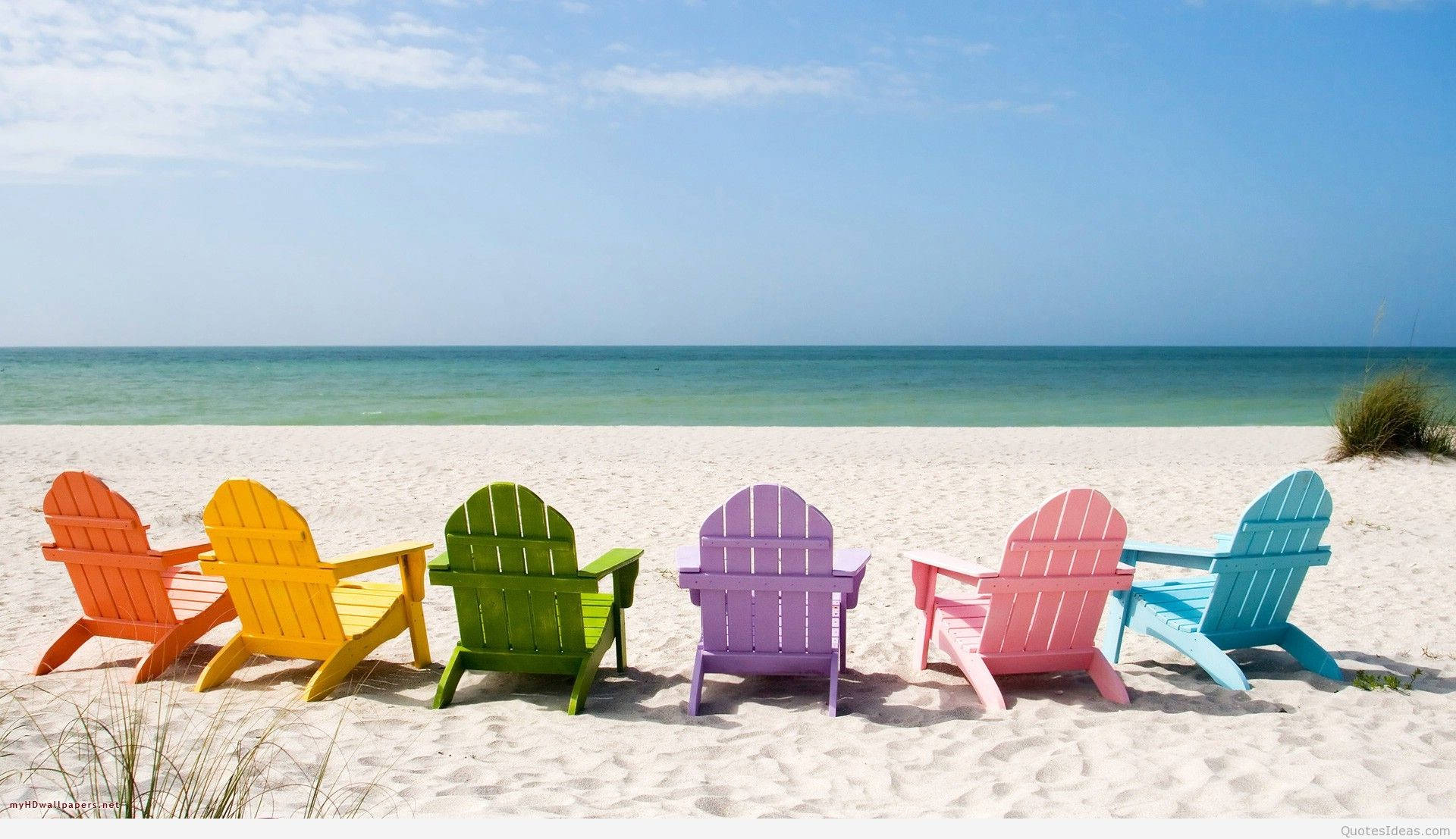 Colorful Beach Chairs Summer Desktop Background