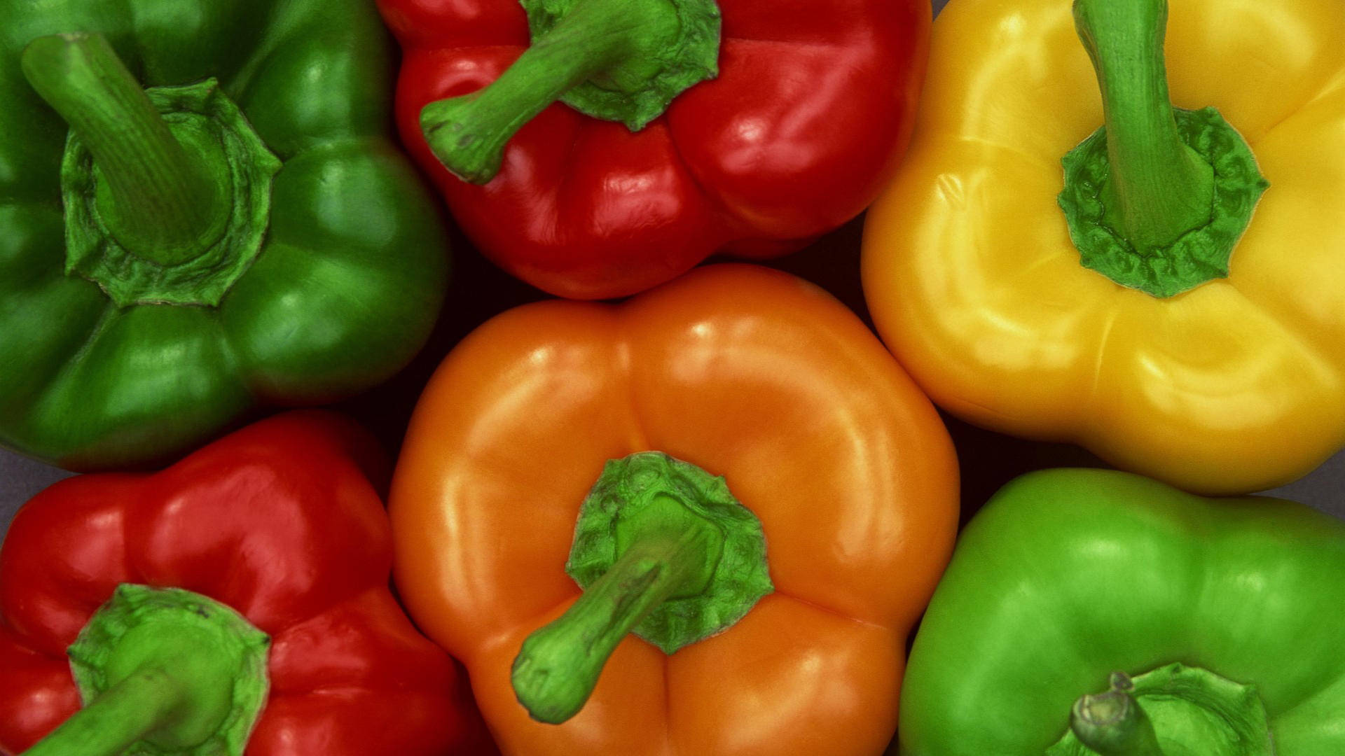 Colorful Bell Pepper Pedicels High Angle Shot