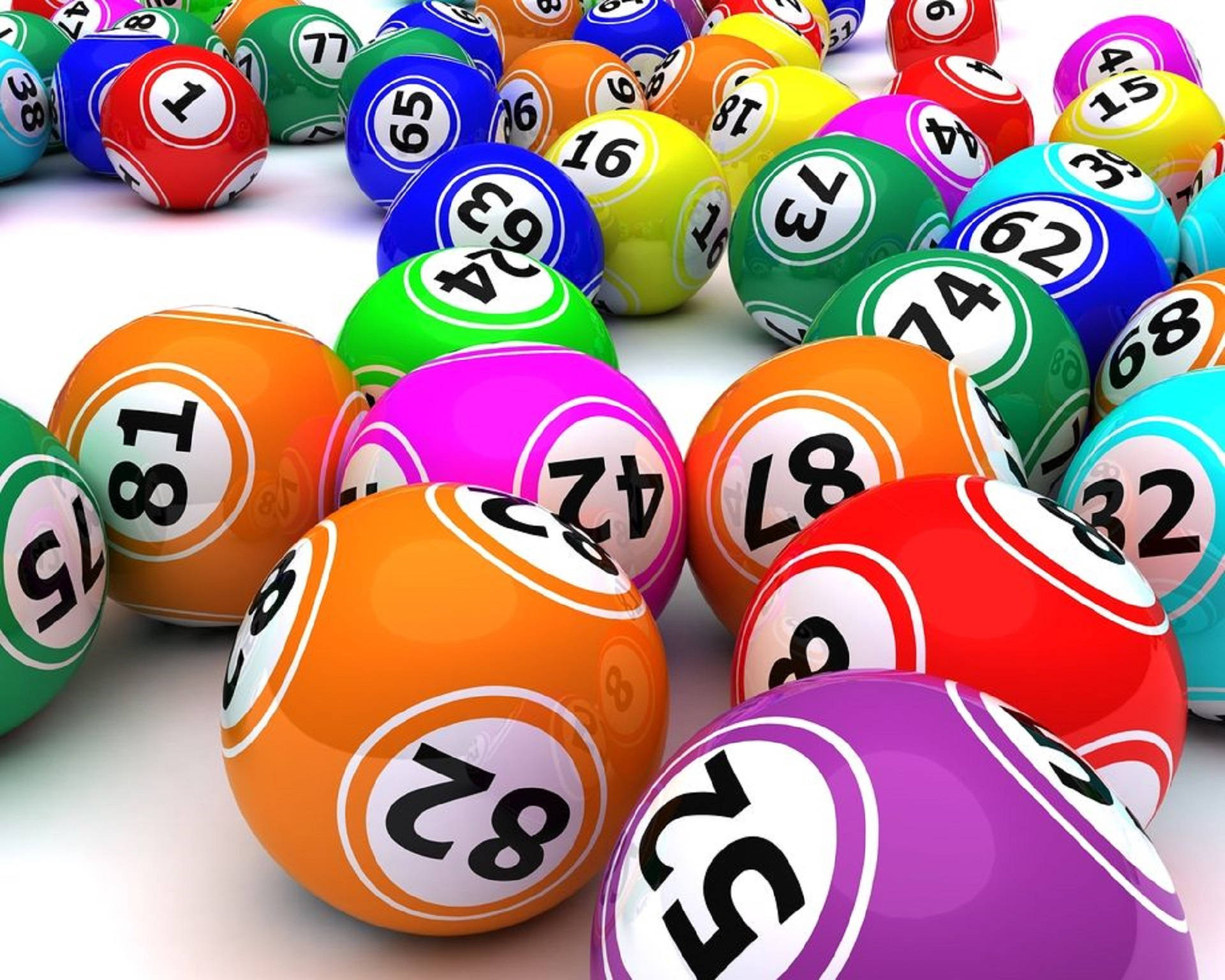 Colorful Bingo Balls In White Background