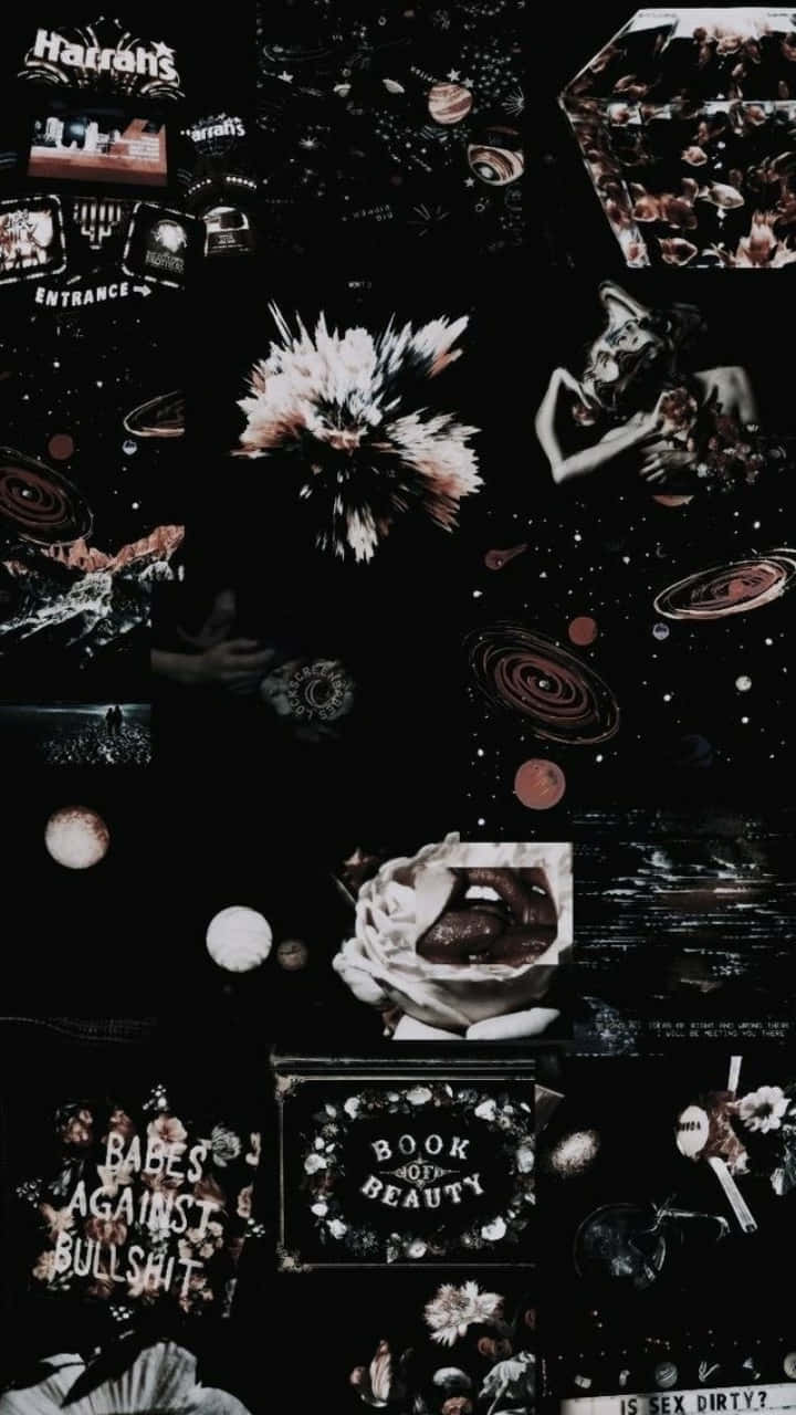 Colorful Black Collage Wallpaper Background