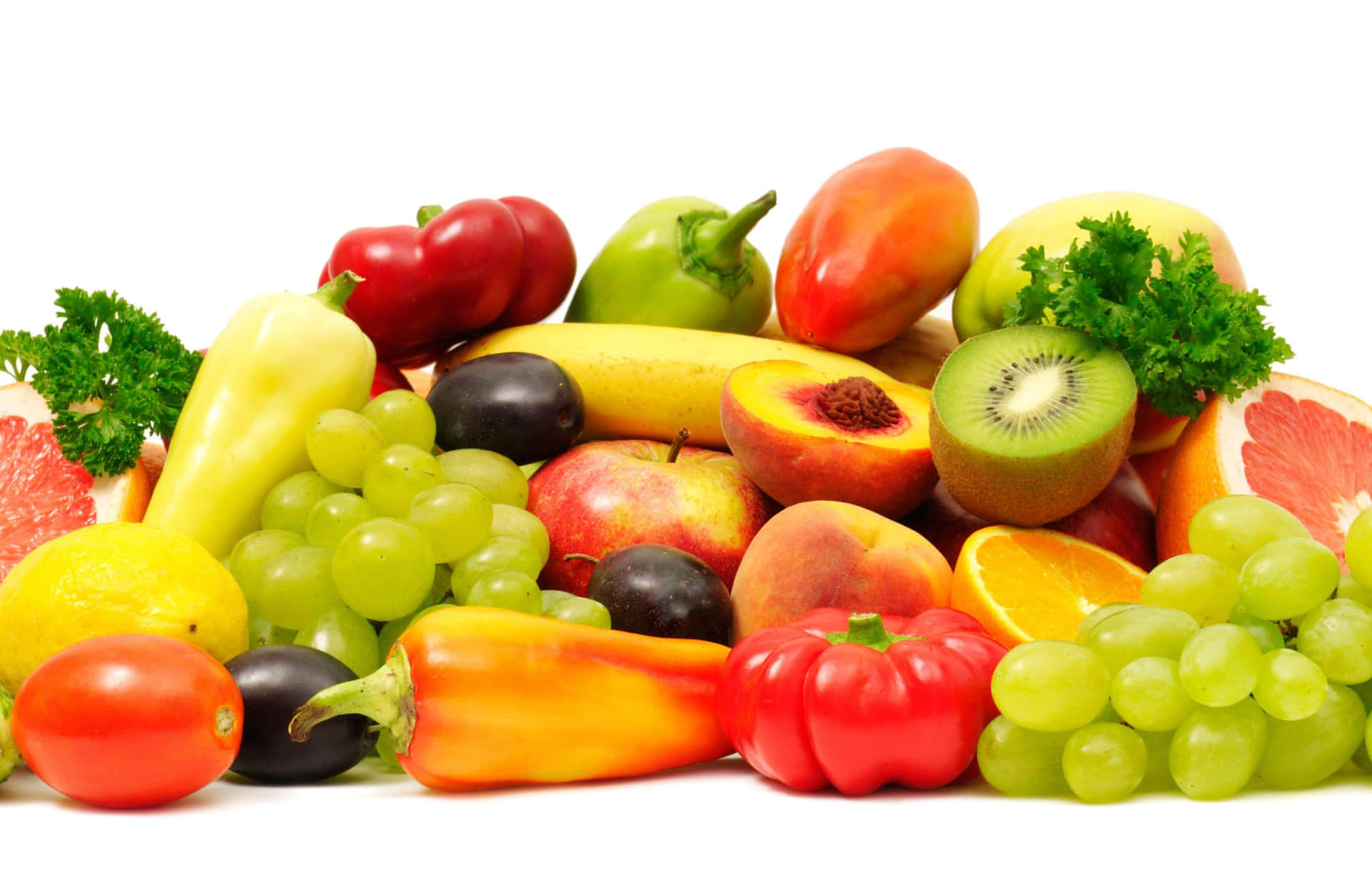 Colorful Bounty Of Fruits And Vegetables Background