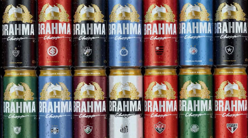 Colorful Brahma Chopp Pilsen Beer In Cans Background