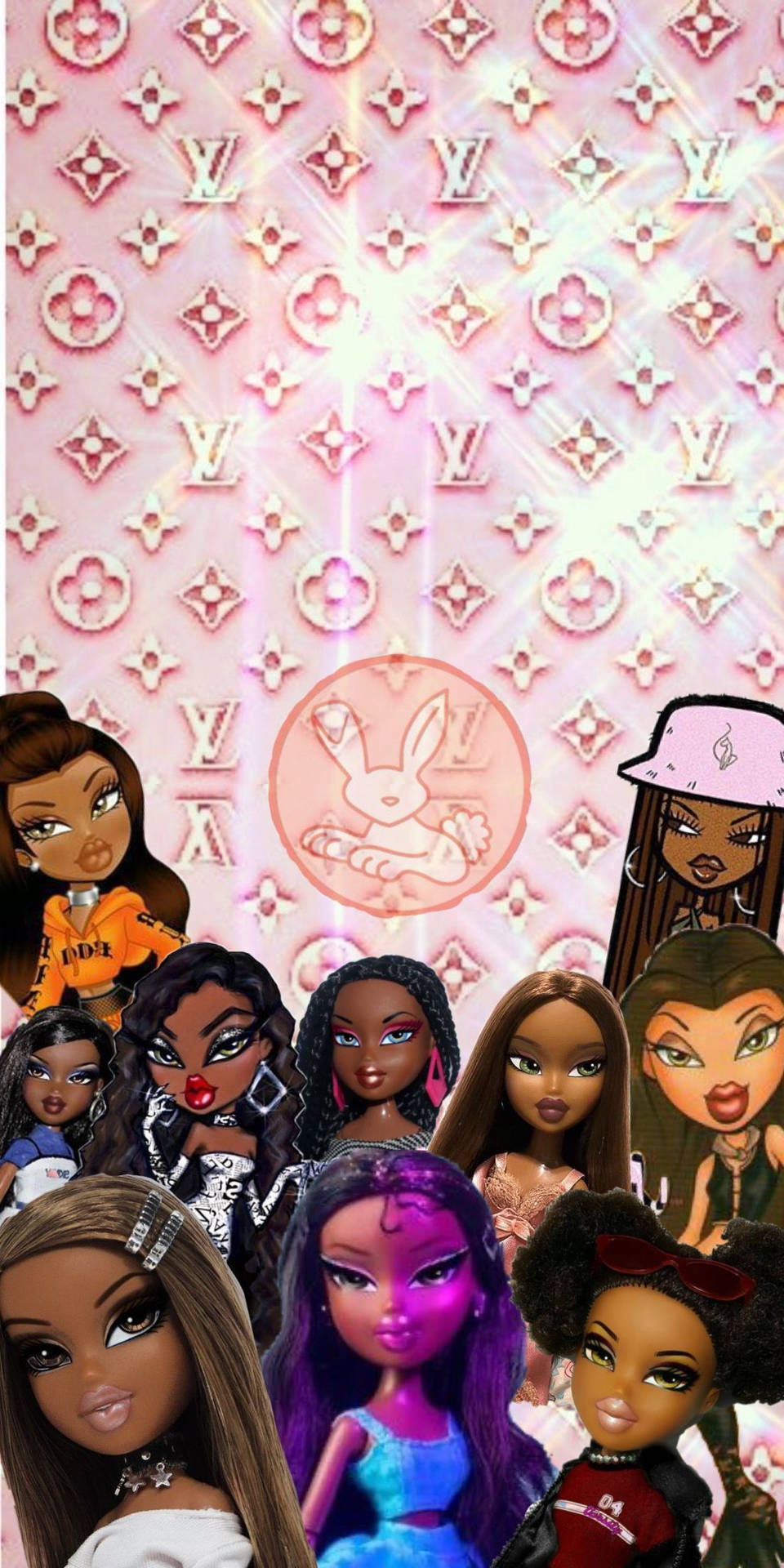 Colorful Bratz Dolls Interacting And Having Fun Background