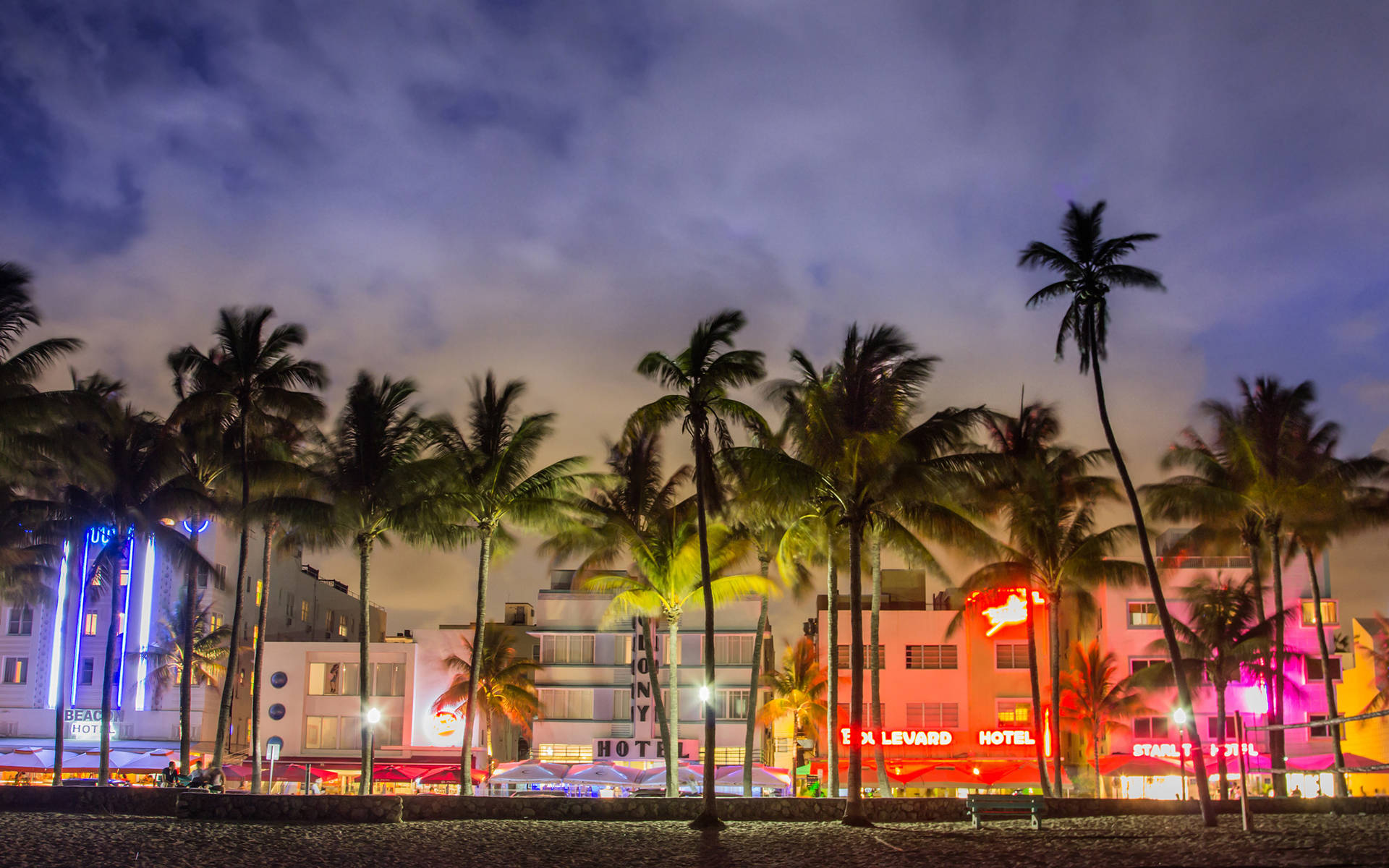 Colorful Bright Buildings In Miami Background