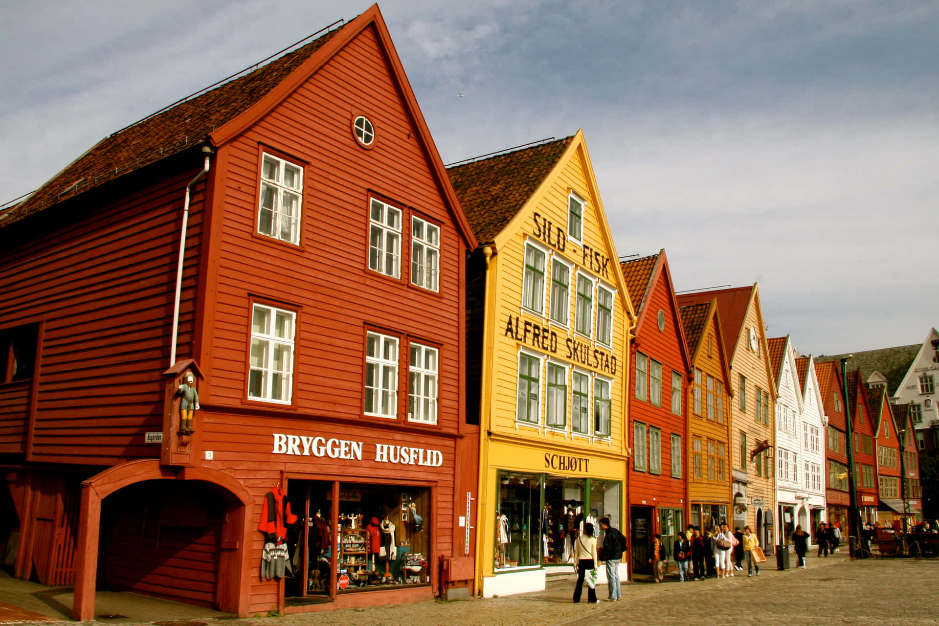 Colorful Bryggen Historic Site Bergen Norway Background