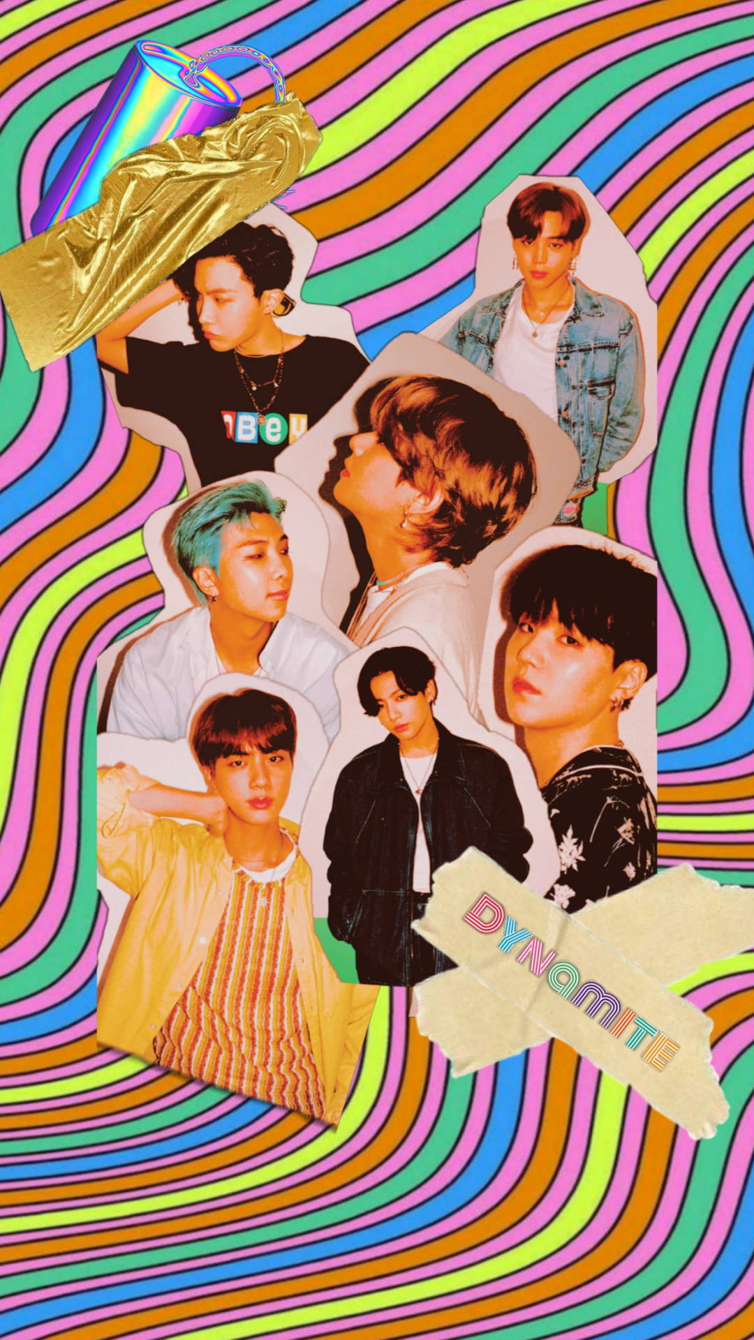 Colorful Bts Dynamite Cutouts Background