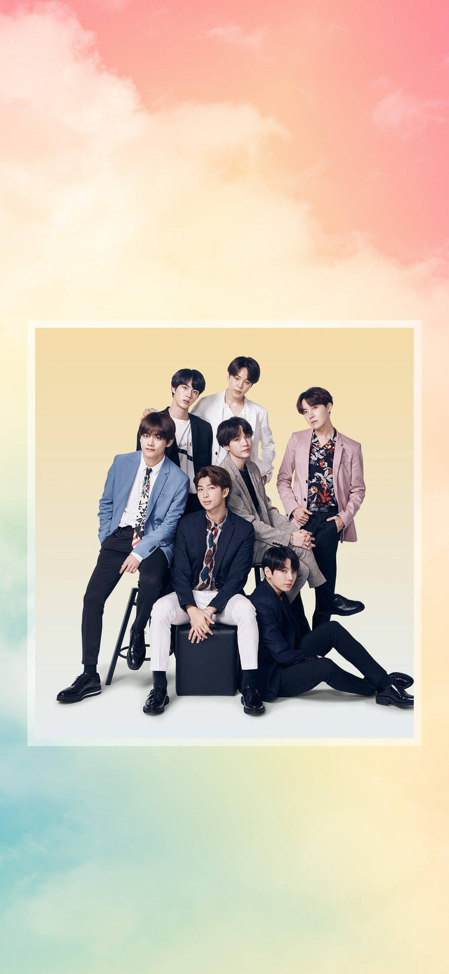 Colorful Bts Dynamite Group Photo Background
