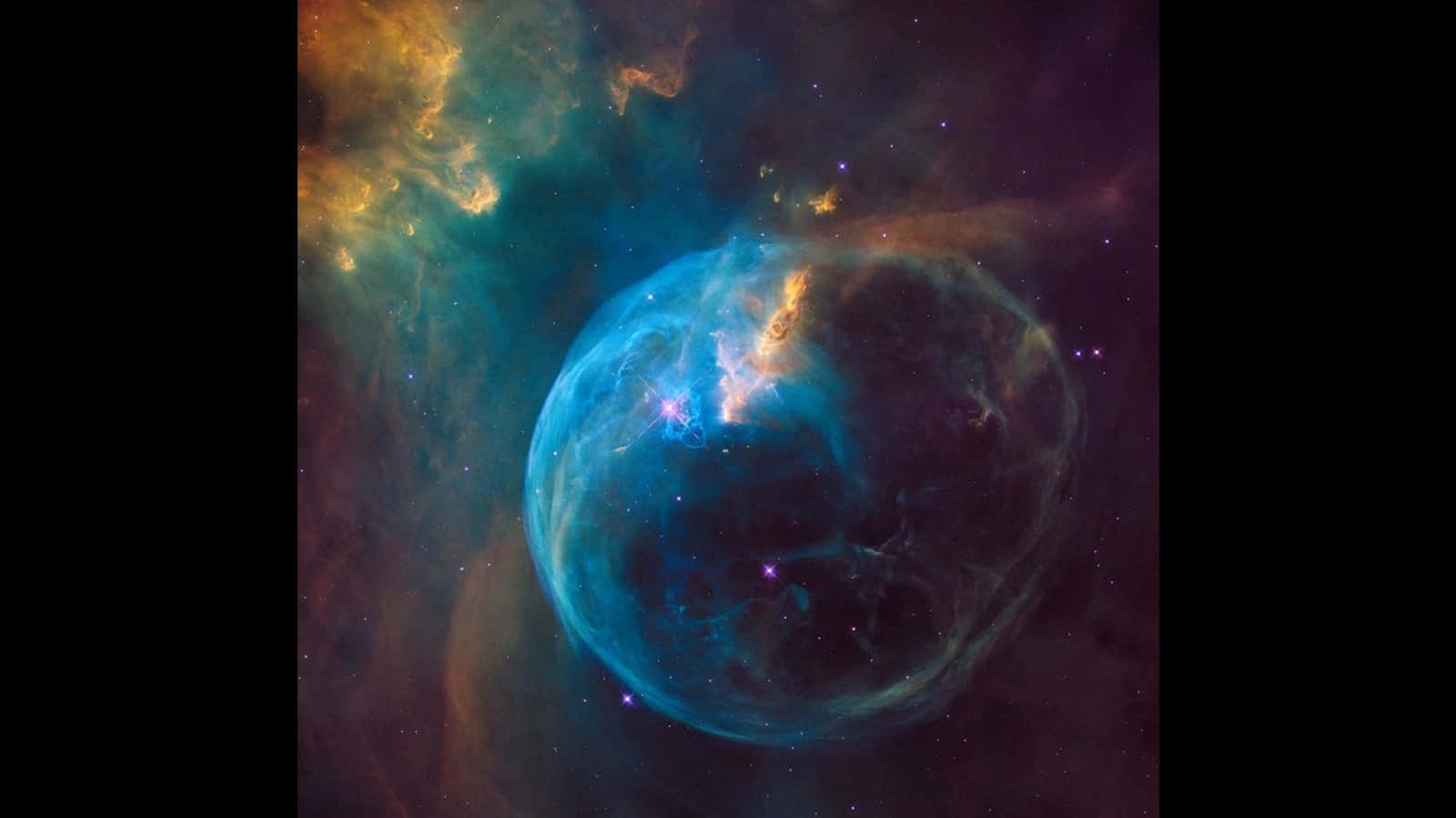 Colorful Bubble Nebula In Galaxy Astronomy Background