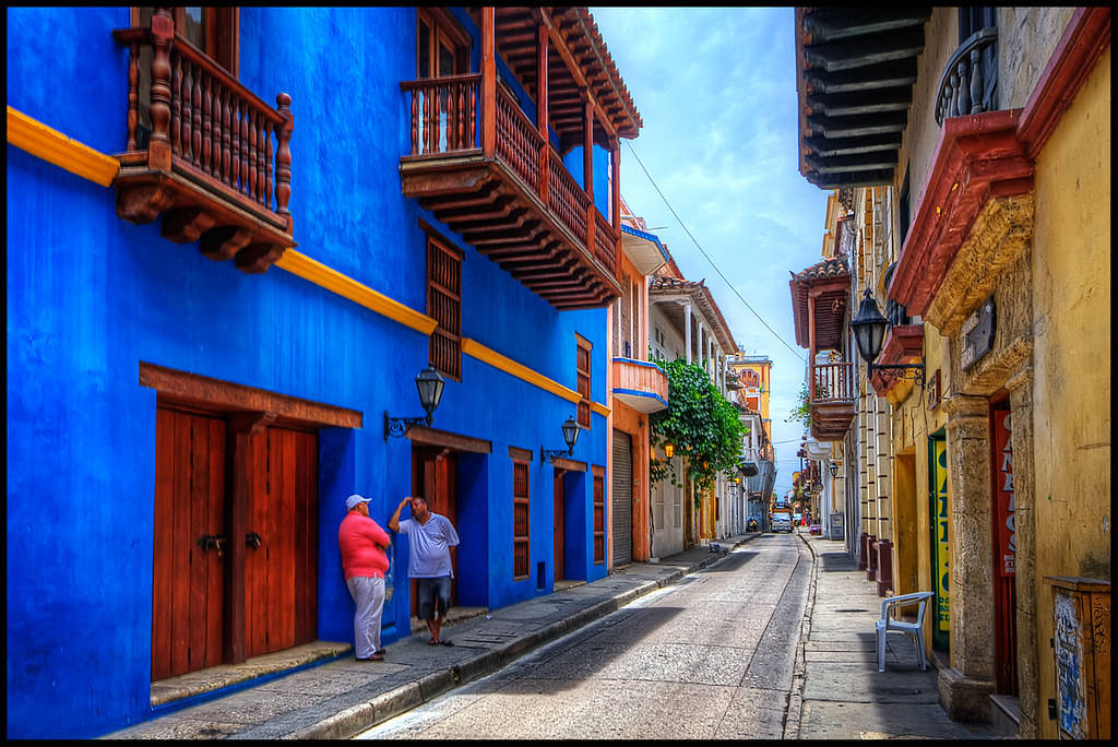 Colorful Buildings In Cartagena Colombia Background