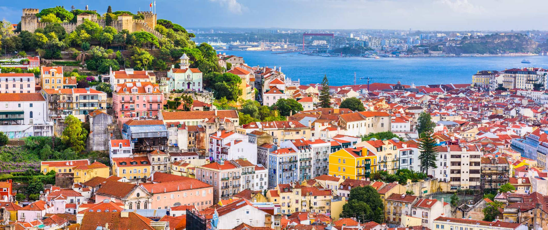 Colorful Buildings Lisbon Background